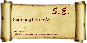 Seprenyi Ernő névjegykártya